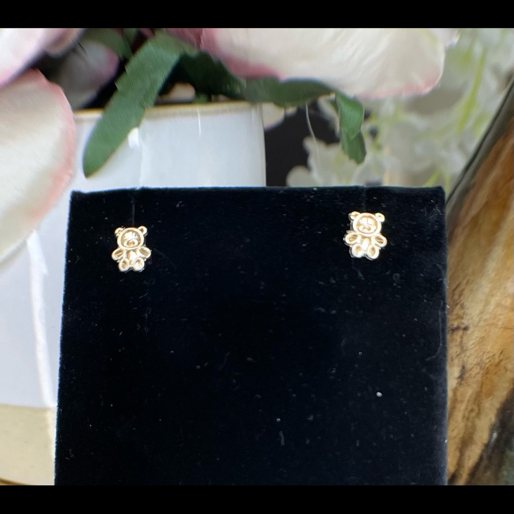 14K Gold Earrings- Teddy Bear